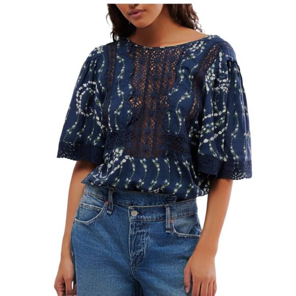 Free People Tops - Intimately Free People Bali Tate Mixed Media Bodysuit n Dark Combo Boho Med NWT